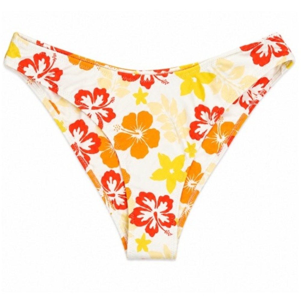 Honey Swim Women's Orange Hibiscus High Cut Classic Bikini Bottom Size M NWT